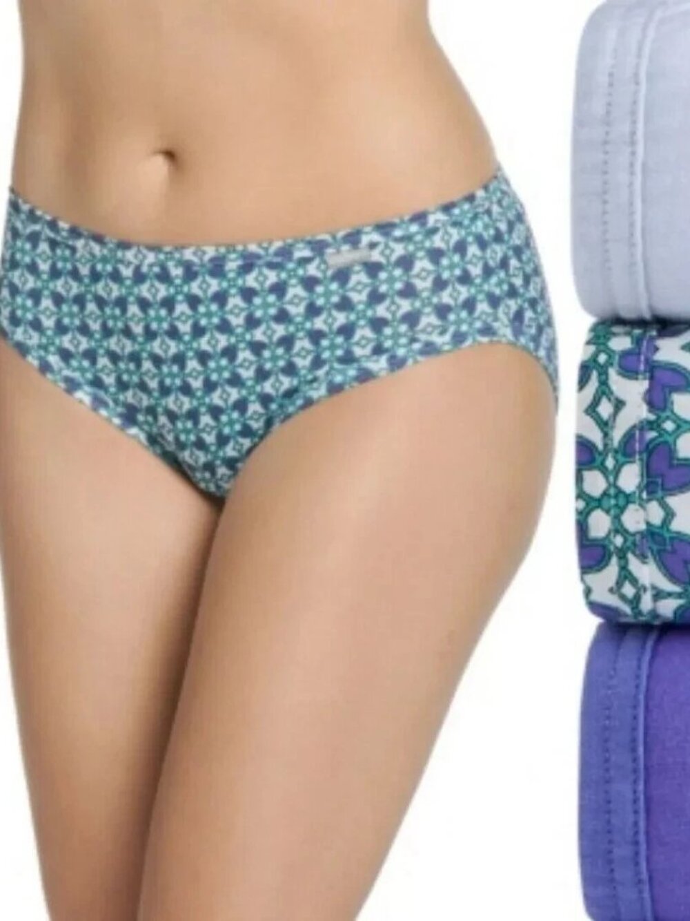Jockey Elance French Cut Blue / Geo / Purple 3-Pack Women's Underwear Size 9